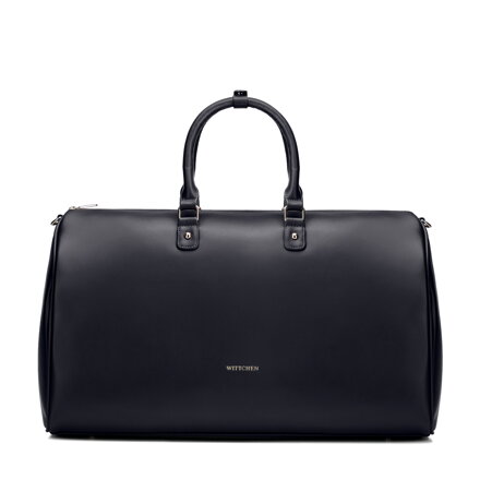 Torba podróżna damska z imitacji skóry z regulowanym paskiem czarna 102-4Y-906-1