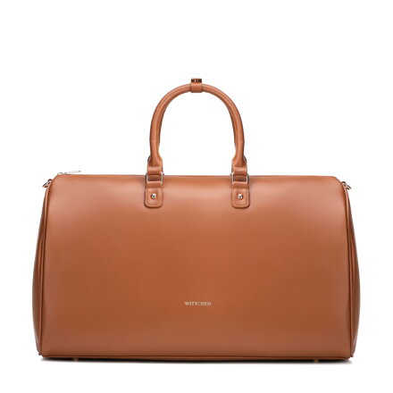 Torba podróżna damska z imitacji skóry z regulowanym paskiem brązowa 102-4Y-906-5