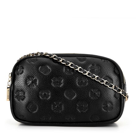 Dámska kožená crossbody na retiazke čierna 99-4E-305-1