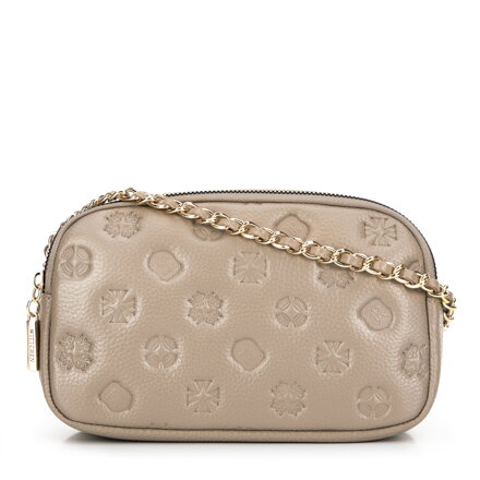 Dámska kožená crossbody na retiazke béžová 99-4E-305-8