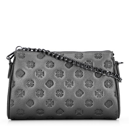 Kožená crossbody kabelka s razbou strieborná 99-4E-307-S