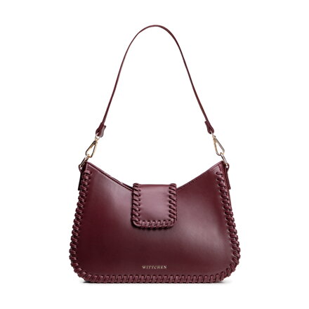 Torebka bagietka imitacji skóry z dekoracyjną plecionką bordowa 101-4Y-404-3