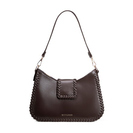 Torebka bagietka imitacji skóry z dekoracyjną plecionką brązowa 101-4Y-404-5