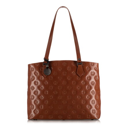 Torebka shopperka skórzana wytłaczana brązowa 33-4-101-5L