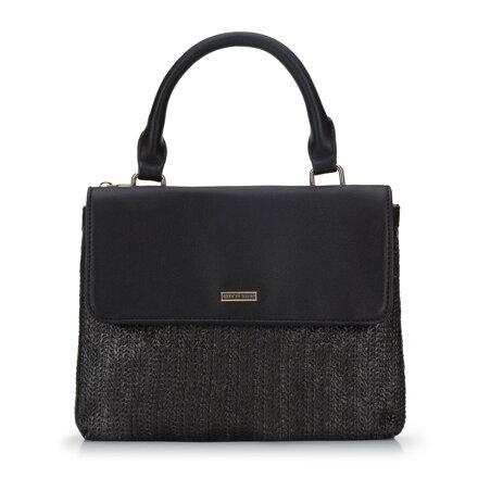 Torebka dwukomorowa z plecionką i klapą z ekoskóry 94-4Y-215-1