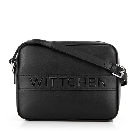 Kožená box crossbody kabelka, čierna 100-4E-634-1