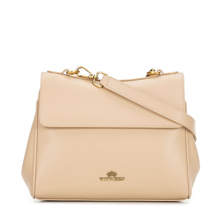 Damska torebka na ramię ze skóry naturalnej beżowa 101-4E-202-9