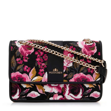 Dámska žakárová crossbody kabelka na retiazke, viacfarebná 99-4E-502-X10