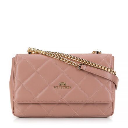 Damska torebka crossbody skórzana w romby różowa 99-4E-603-P