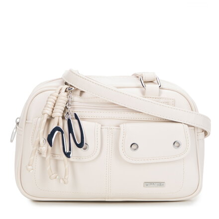 Torebka na ramię z imitacji skóry z kieszonkami kremowa 101-4Y-407-9