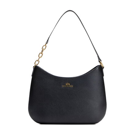 Kožená kabelka cez rameno s retiazkou čierna 100-4E-603-1