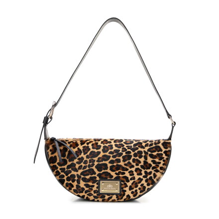 Torebka na ramię ze skóry naturalnej w motyw zwierzęcy czarno - brązowa 102-4E-004-4