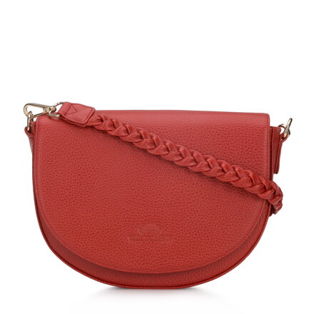 Torebka saddle bag skórzana z plecionym paskiem czerwona 94-4E-906-K