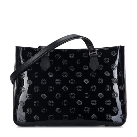 Torebka shopperka z błyszczącej skóry w monogram 34-4-098-11