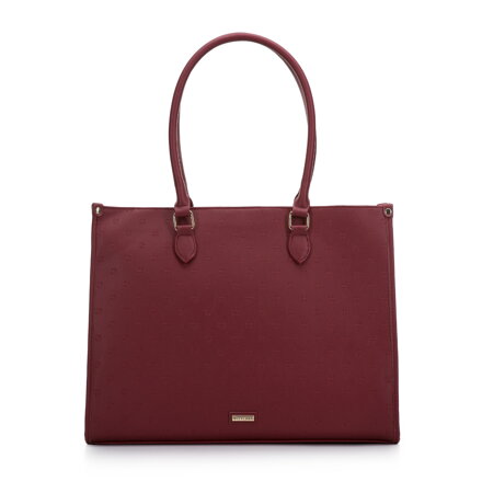Torebka shopperka z ekoskóry tłoczona w monogram czerwona 97-4Y-227-4