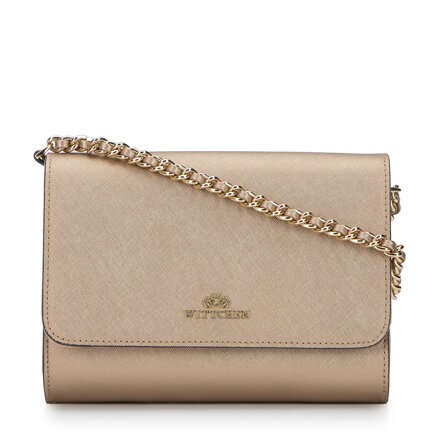 Torebka wieczorowa ze skóry saffiano na łańcuszku 95-4E-670-G