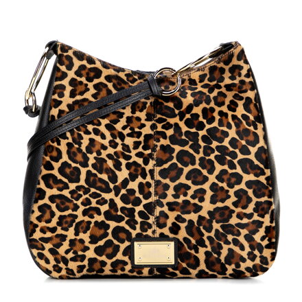 Torebka worek z naturalnego włosia z motywem zwierzęcym czarno - brązowa 102-4E-005-4