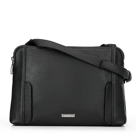 Dámska crossbody kabelka, dvojpriehradková, čierno-strieborná 100-4Y-009-1S