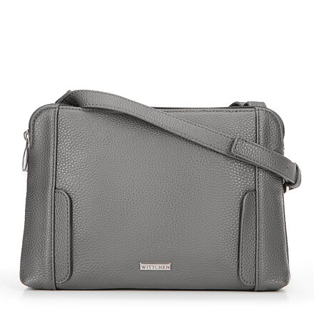 Dámska kabelka crossbody, dvojpriehradková, sivo-strieborná 100-4Y-009-8S