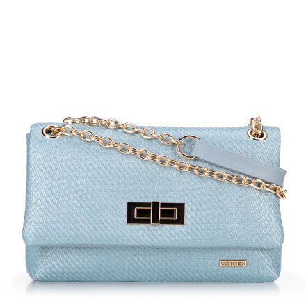 Dámska zapletená crossbody kabelka na retiazke, modrá 100-4Y-414-N
