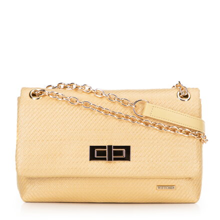 Dámska zapletená crossbody kabelka na retiazke žltá 100-4Y-414-Y