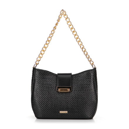Dámska zapletená crossbody kabelka čierna 100-4Y-415-1