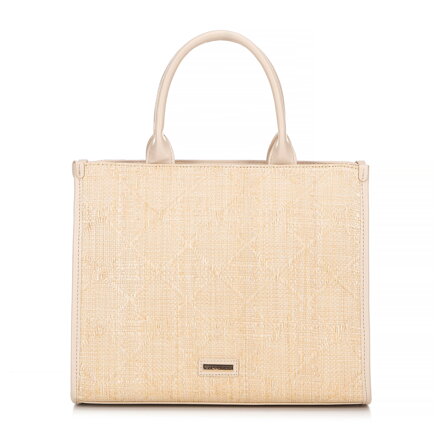 Dámska zapletená shopper kabelka slamená béžová 100-4Y-431-9