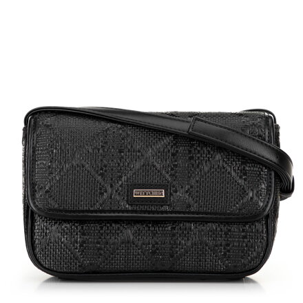 Dámska zapletená crossbody s klopou malá čierna 100-4Y-432-1