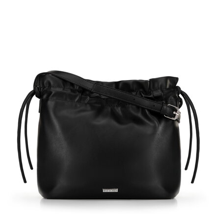 Dámska crossbody kabelka s ozdobnými zaväzovaniami, čierna 100-4Y-435-1