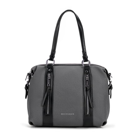 Damska shopperka z rączkami z ekoskóry czarna 101-4Y-714-1