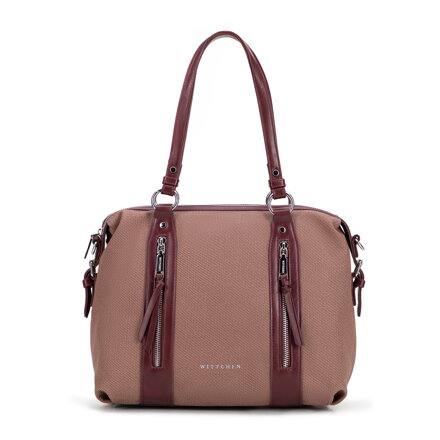 Damska shopperka z rączkami z ekoskóry bordowa 101-4Y-714-3