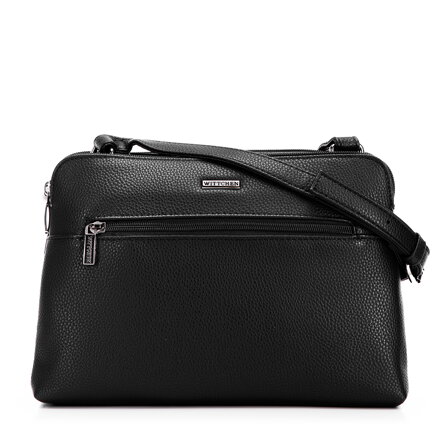 Dámska dvojpriehradková crossbody z ekokoža, čierna a grafitová 99-4Y-610-1C