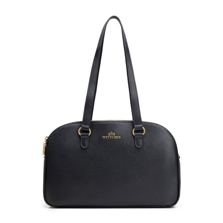 Dámska nákupná kabelka z prírodnej kože s tromi komorami čierna 102-4E-622-1