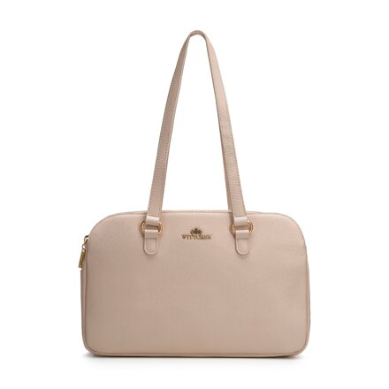 Dámska nákupná kabelka z prírodnej kože s tromi komorami béžová 102-4E-622-9