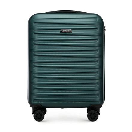 Mała walizka z ABS-u w poziome tłoczenie zielona 56-3A-001-85