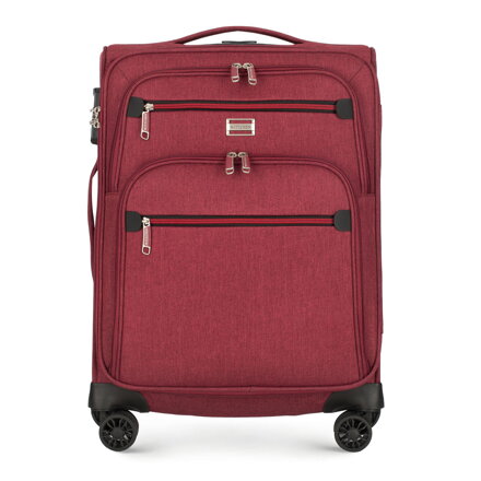 Walizka kabinowa miękka z czerwonym suwakiem 56-3S-501-30