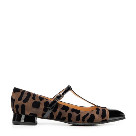 Dámske semišové lodičky s leopardím vzorom čierne 101-D-102-1