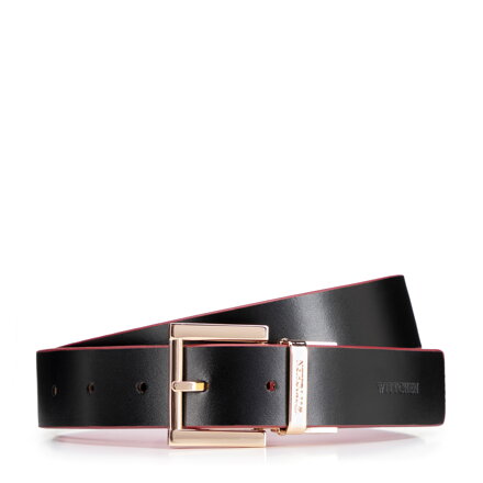 Zestaw damski: pasek i etui ze skóry naturalnej czerwono - czarny 102-8D-S13-13