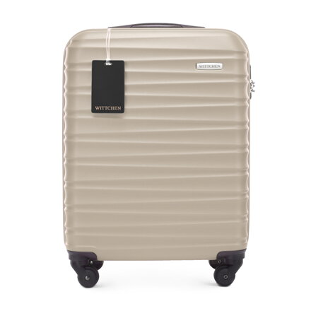 Mała walizka z ABS-u i identyfikator z logo beżowa 56-3A-311-86Z5