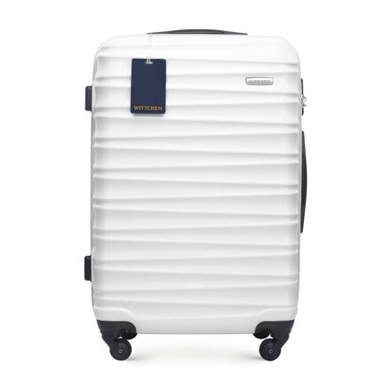 Średnia walizka z ABS - u i identyfikator z logo WITTCHEN biała 56-3A-312-89Z6
