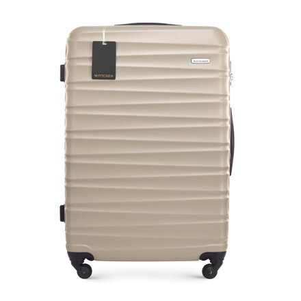 Duża walizka z ABS - u i identyfikator z logo beżowa 56-3A-313-86Z5