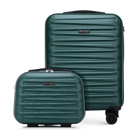 Zestaw walizki kabinowej i kosmetyczki z ABS-u zielony 56-3A-00Z-85