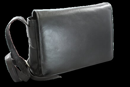 Čierna kožená klopnová kabelka 213-7320-60