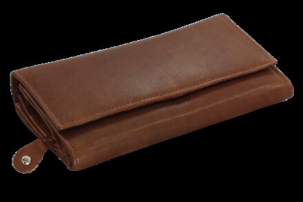 Tmavě hnědá dámská psaníčková kožená peněženka s klopnou 511-7120-47