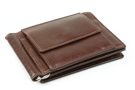 Tmavo hnedá pánska kožená peňaženka - dolárovka 519-8103-47