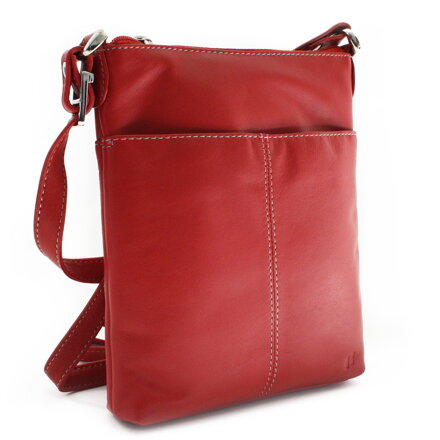 Červená kožená zipsová kabelka 212-3013-31