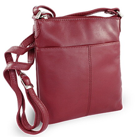 Burgundy kožená zipsová kabelka 212-3013-34
