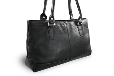 Čierna kožená zipsová kabelka s dvoma popruhmi 212-2058-60