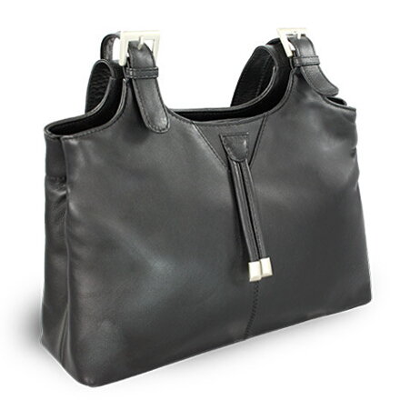 Čierna dámska kožená zipsová kabelka 212-7019-60