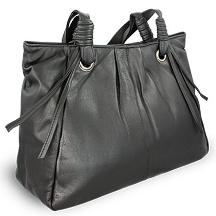 Čierna dámska kožená zipsová kabelka 212-2068-60